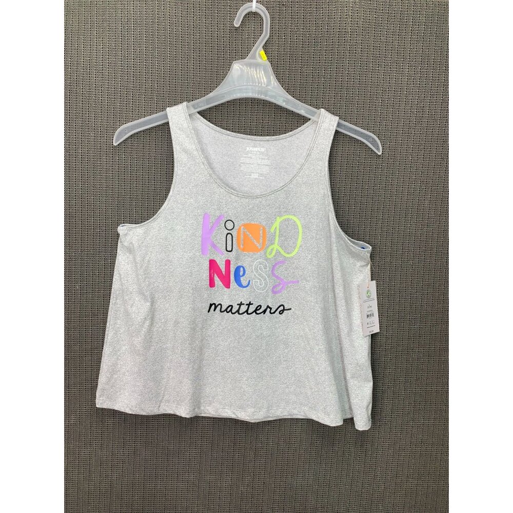 Joyspun Womens Size L (12-14) Light Grey/Colorful Sleepwear Set Tank and Shorts